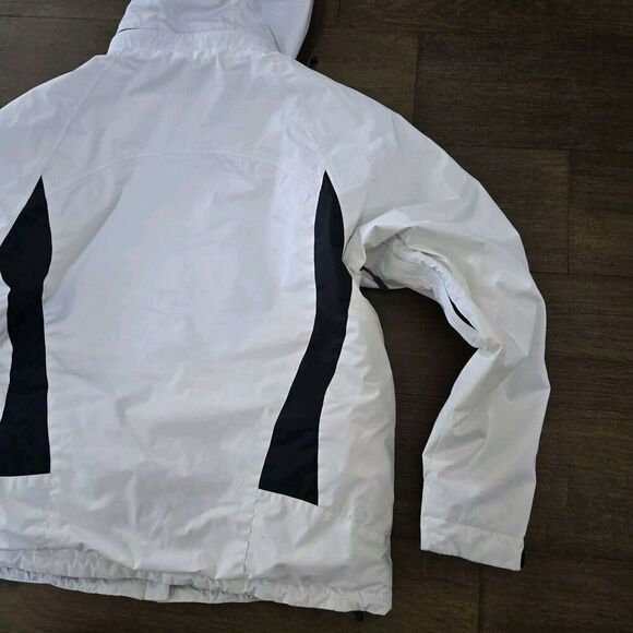 Serac Jacket Women's White Gore-Tex Hooded Full Zip Snap Ski Snowboard Size L - Picture 10 of 11